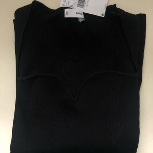 Mango Black Sweetheart neckline long sleeve top